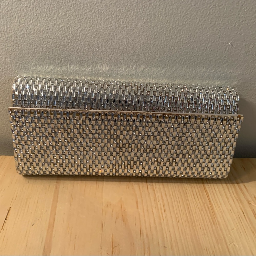 Silver rhinestone Aldo clutch